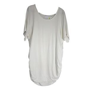 Lysse White Ruched Maternity Tunic Top Women’s 3X Stretch Soft Blouse Plus Size